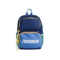 Kids backpack in dark and light blue contrast with yellow accents and TOCHASO text - Small / Navy Blue