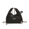 Mini girls' black crossbody bag with silver chain handle and XIXIHA logo detail - Black