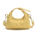 Minibolso plisado amarillo pálido para niña con asa superior y herrajes dorados - Amarillo