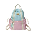 Sac à dos d'école bicolore rose et bleu avec écusson Tochaso et pendentif étoile pour enfant - Bleu
