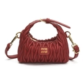 Mini bolso de mano plisado rojo oscuro para niña con herrajes dorados y correa - Burdeos