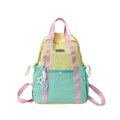 Sac à dos enfant bicolore vert menthe et jaune pâle avec écusson de marque - Jaune