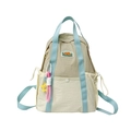 Sac à dos enfant léger en nylon kaki et blanc crème avec bretelles bleues et breloque étoile - Kaki