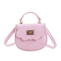 Mini bolso bandolera rosa para niñas con textura de cocodrilo y solapa ondulada - Rosa