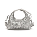 Schicke silberne Mädchen-Handtasche mit Falten-Design und verstellbarem Schulterriemen - Silber