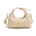 Schicke plissierte Mini-Handtasche für Mädchen in Creme-Beige mit verstellbarem Gurt - Cremeweiß