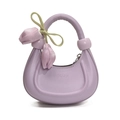 Mini lavender tulip crescent handbag for kids with ribbon handle and flower charm - Purple