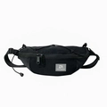 Black sporty kids chest bag with adjustable strap and textured nylon fabric finish - Black