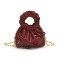 Mini bolso de mano nube burdeos con lazos y cadena dorada para niñas pequeñas - Rojo