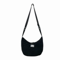 Borsa a tracolla per bambini nera a mezzaluna in velluto a coste con cinturino - Nero