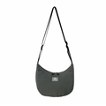 Gray crescent shoulder bag for kids with adjustable strap and dual zipper closure - Dark Gray