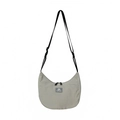 Light gray crescent moon crossbody bag for kids featuring adjustable black straps - Light Gray