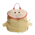 Cute apple-shaped children school backpack in bright yellow and beige with red accents - Apple / Large