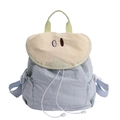 Cute light blue pear-shaped backpack with yellow lid and cartoon eyes for girls - Pear / Large
