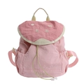Pink checkered nylon backpack with watermelon embroidery and adjustable straps - Guava / Large