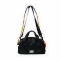 Kids black nylon sports travel bag featuring a colorful woven urban outdoor shoulder strap - Black