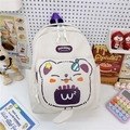 Zaino per bambini orsetto bianco crema con accenti viola e dettaglio coda 3D carino - Bianco