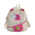 Zaino Capybara beige per bambini con tasche rosso rosa e peluche di tartaruga carina - Grande / Bianco (Design 1)