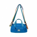Blue nylon kids sports travel bag with adjustable strap and colorful woven rope - Blue