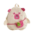 Zaino Capybara carino per bambini beige con dettagli rosa e ciondolo tartaruga peluche - Grande / Bianco (Design 2)