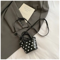 Mini sac à bandoulière noir à pois blancs avec poignée ronde pour petites filles - Noir (Sac Uniquement)