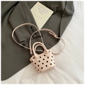 Mini sac seau rose à pois avec poignées et bandoulière réglable pour femmes - Rose (Sac Uniquement)