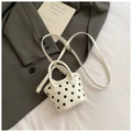 Mini sac à main blanc à pois pour filles en cuir PU avec bandoulière réglable - Sac Nu Blanc