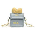 Sac bandoulière bleu pour fille avec nœud jaune et lettres graphiques imprimées - Bleu
