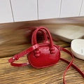 Mini sac bowling rouge verni pour filles avec doubles poignées et bandoulière réglable - Rouge