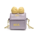 Mini sac bandoulière violet pour fille avec nœud jaune et chaîne dorée - Violet