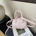 Mini bolso bowling rosa de charol para niñas con correa ajustable y asas dobles - Rosa
