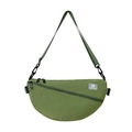 Sac bandoulière demi-lune en nylon vert pour garçon avec sangle réglable et logo - Vert Militaire