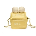 Sac bandoulière jaune pour filles avec nœud crème et chaîne dorée chic - Jaune