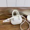 Mini sac bowling blanc brillant pour filles avec détails de poignée sphérique chic - Blanc