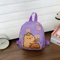 Zaino viola per bambini con motivo Capybara cartone animato e spalline regolabili - Viola