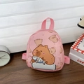 Zaino rosa per bambini con simpatica stampa capibara per bambine e bambini piccoli - Rosa