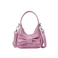 Pink bow-knot faux leather handbag with detachable shoulder strap for daily fashion - Pink