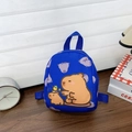 Mini zaino blu per bambini con simpatica stampa Capybara e resistente cinturino in nylon - Blu