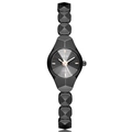 GEDI black quartz watch with geometric linked bracelet and minimalist grey dial - Black Case Black Dial Black Strap