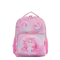 Pink gradient cartoon mermaid school backpack for girls with mesh side pockets and front pouch - Pink