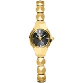 Elegant gold alloy bracelet watch with a dark sunburst dial and geometric sphere links - Gold Case Black Dial