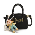 Mini sac à main noir pour enfants avec pendentif poupée et accessoires dorés chic - Avec Pendentif / Noir