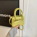 Lime yellow mini crossbody handbag for children featuring textured synthetic leather - Bare Bag / Green