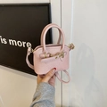 Pink mini crossbody handbag for kids with textured finish and gold horsebit detail - Bare Bag / Light Pink