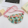 Kids green waist bag with cute cartoon elephant prints and pink adjustable strap - Green