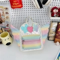 Quilted white unicorn backpack for girls with rainbow sequin wings and glitter details - White