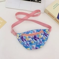 Sac banane bleu pour enfants avec oursons colorés et sangle rose ajustable - Bleu ciel