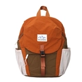 Mochila infantil color-block naranja, marrón y gris con parche de montaña - Amarillo