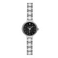 Montre quartz GEDI argentée pour femme avec cadran noir et strass élégant - Boîtier Argenté Cadran Noir