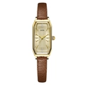 Orologio al quarzo dorato quadrato retrò con cinturino in pelle marrone effetto lucertola - Cassa Oro Quadrante Oro Cinturino Caffè Scuro